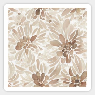 Brown monochrome abstract floral pattern on white Sticker